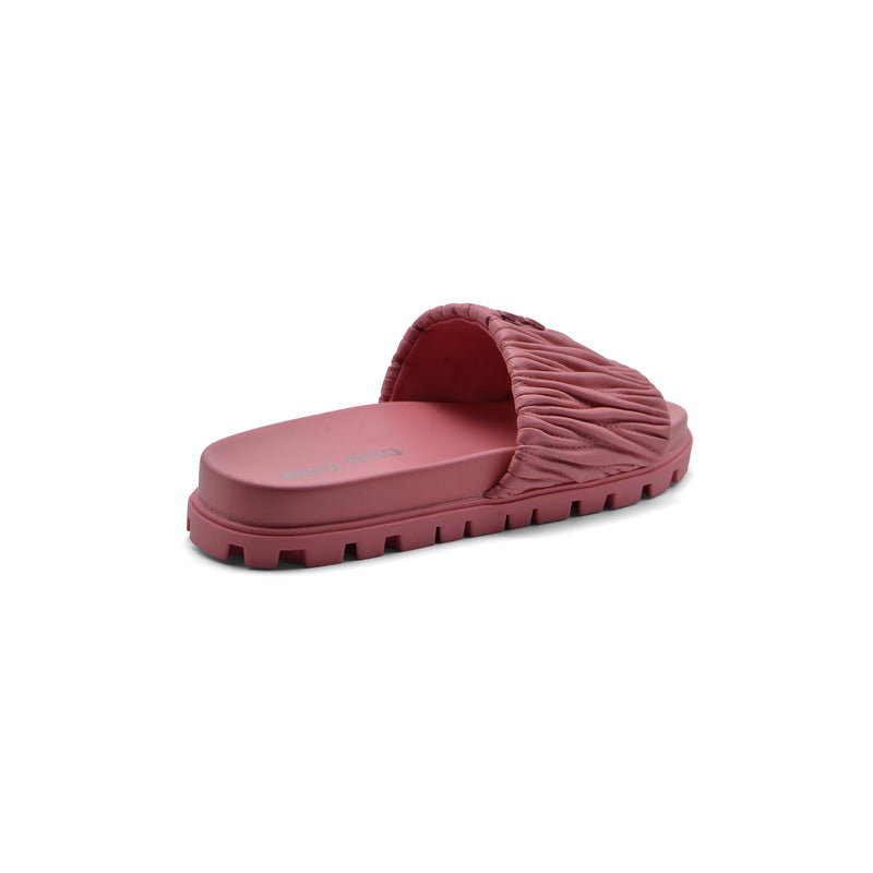 Miu Miu Designer Slides Nappa Leather Beach Slipper Woman 20343 Fuchsia - 2