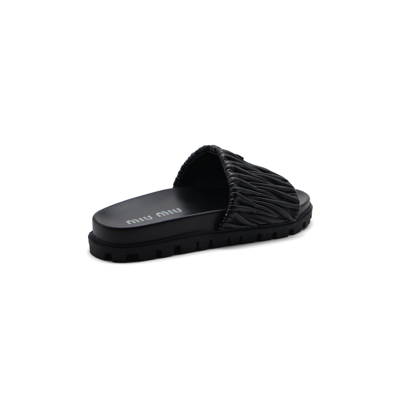 Miu Miu Designer Slides Nappa Leather Beach Slipper Woman 20343 Black - 2