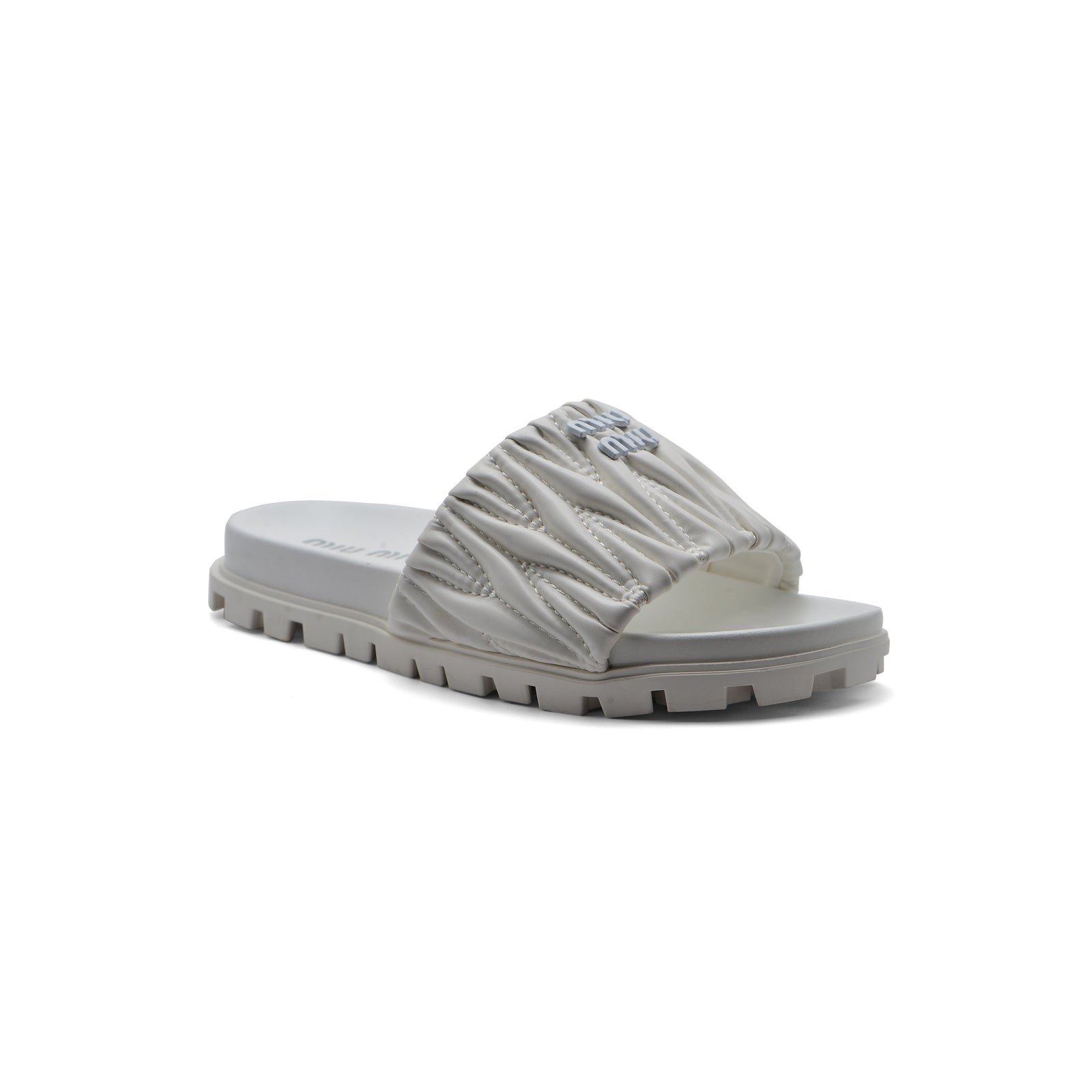 Miu Miu Designer Slides Nappa Leather Beach Slipper Woman 20343 White - 1
