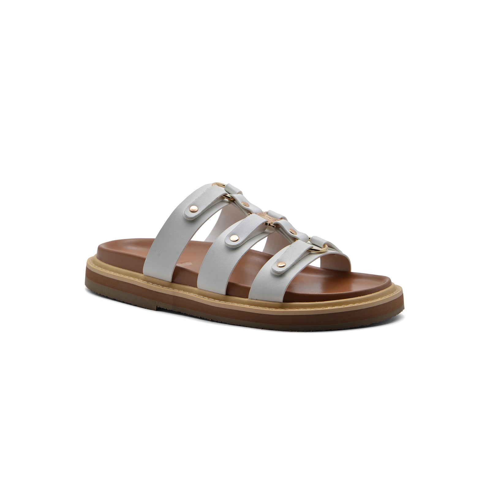 Celine Tippi Leather Leather Sandal Woman H001 White - 1
