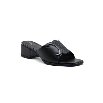 Celine Emblem Block Heel Leather Mule In Woman A2156 Black