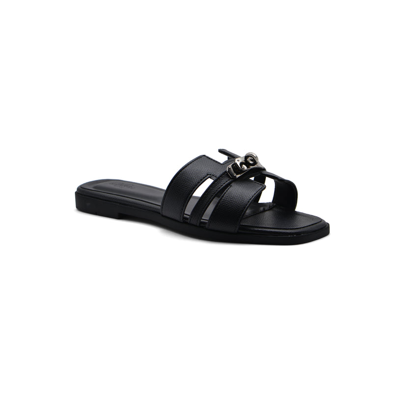 Hermes Calfskin Matte Alligator Giulia Sandals Woman H906 Black - 1