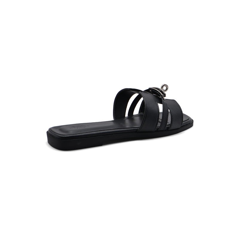 Hermes Calfskin Matte Alligator Giulia Sandals Woman H906 Black - 2