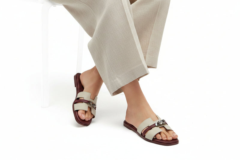 Hermes Calfskin Matte Alligator Giulia Sandals Woman H9-6 Burgundy - 5