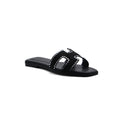 Hermes Calfskin Crystal Embellished Oran Sandals Woman H38-13 Black - 1