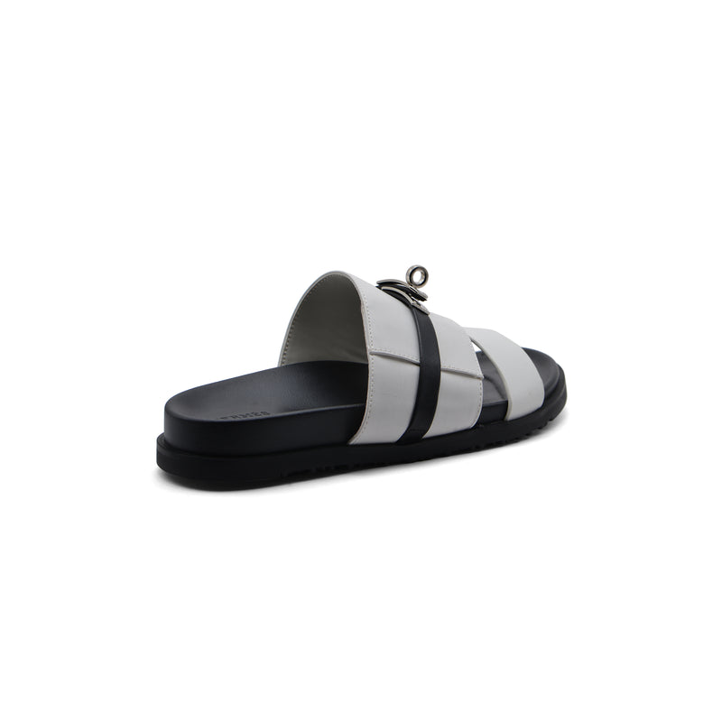 Hermes Jackson Sandals Designer Fumé Vivent Sliders Woman H8006-3 White - 2