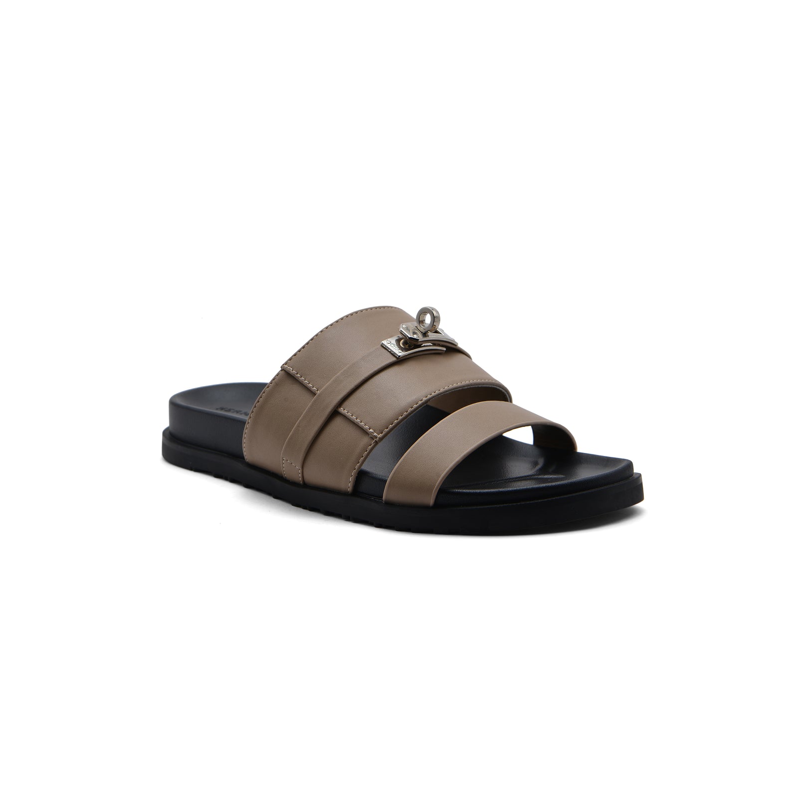 Hermes Jackson Sandals Designer Fumé Vivent Sliders Woman H8006-3 Khaki - 1
