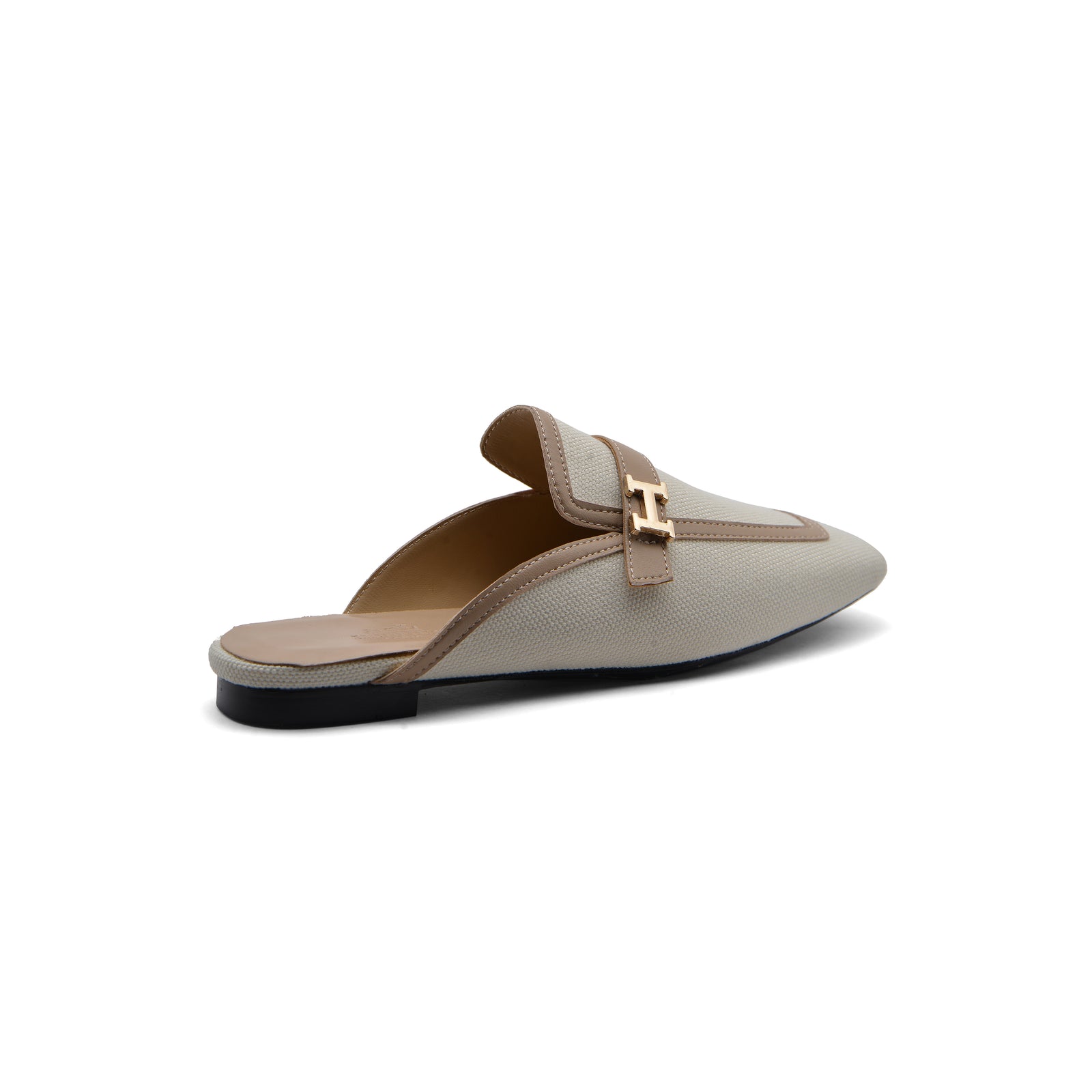 Hermès Groupie H Logo Mules Flats Slipper Woman H66-1 Off White&Beige - 2