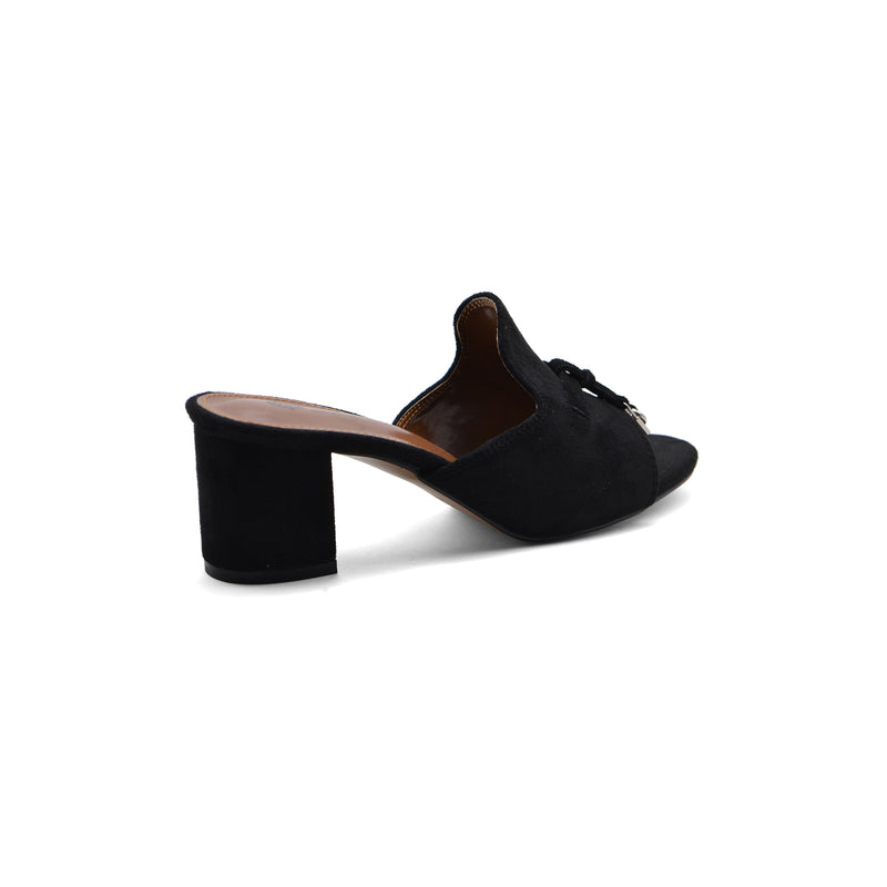 Loro Piana Suede Summer Charms Slide Sandals Woman VR-8 Black - 2