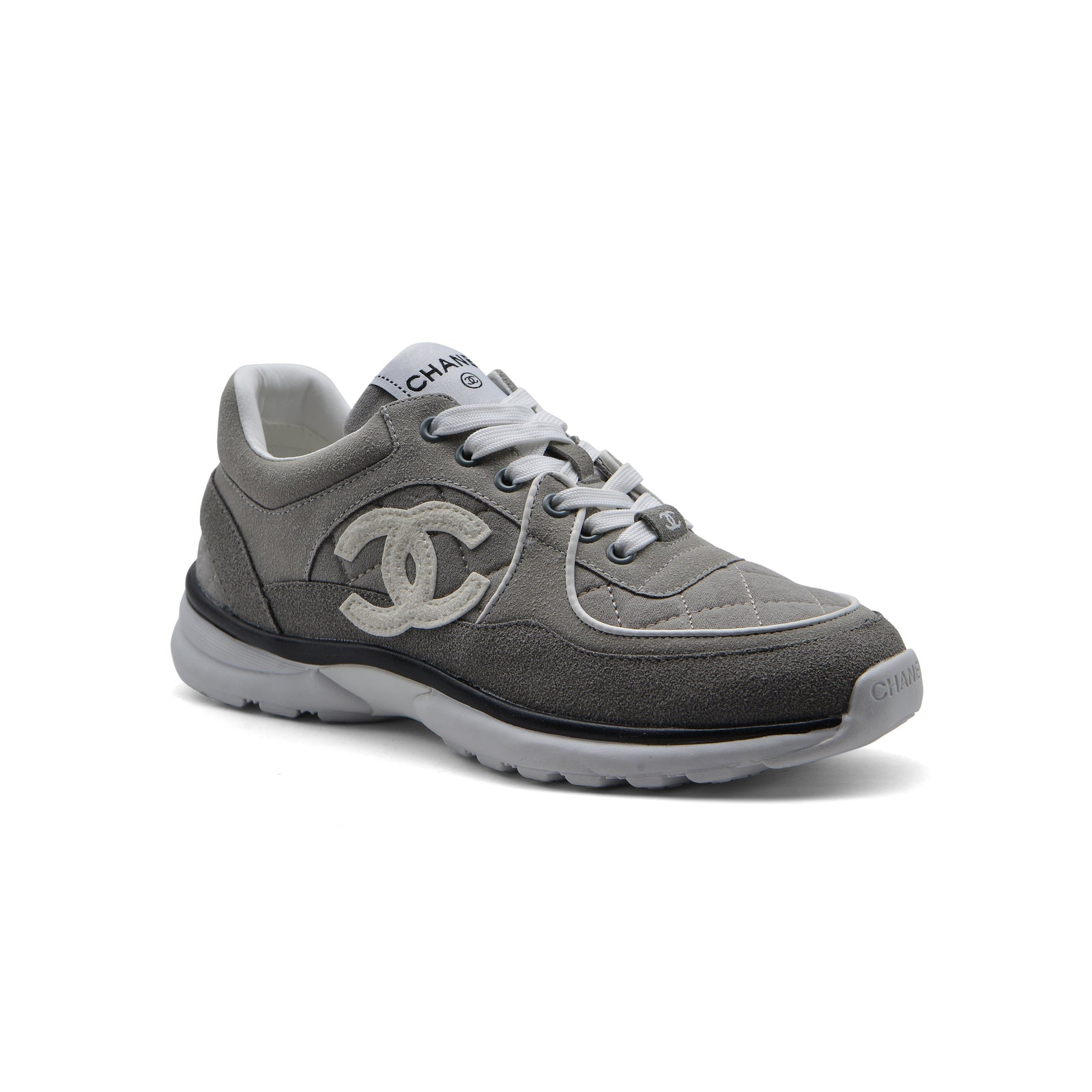 Chanel Fabric Suede Calfskin Quilted CC Sneakers Woman 6699-3 Gray - 1