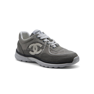 Chanel Fabric Suede Calfskin Quilted CC Sneakers Woman 6699-3 Gray