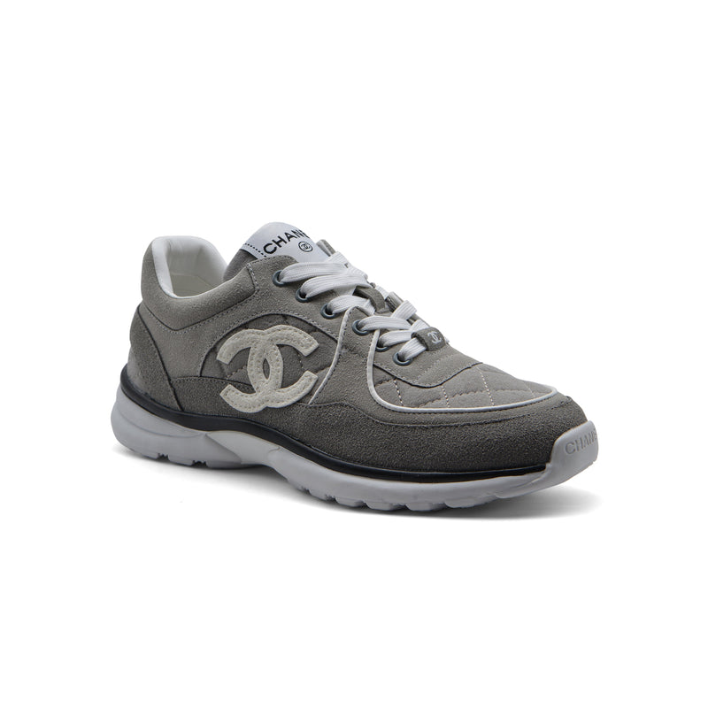 Chanel Fabric Suede Calfskin Quilted CC Sneakers Woman 6699-3 Gray - 1
