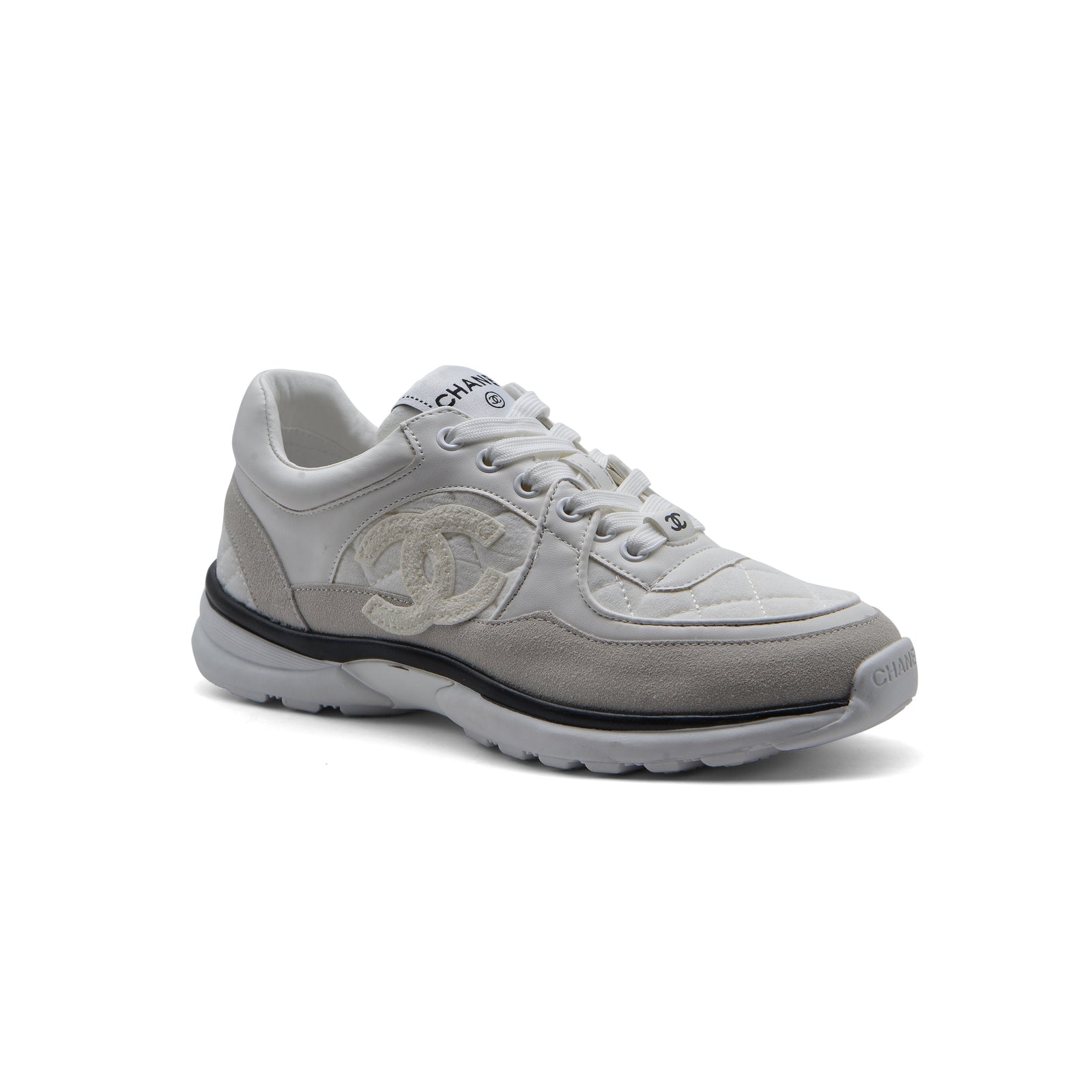 Chanel Fabric Suede Calfskin Quilted CC Sneakers Woman 6699-3 White - 1