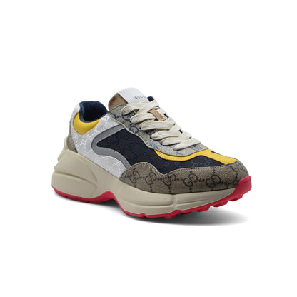 Gucci Supreme Monogram Mix Rhyton Sneakers Woman 20188-1 Beige&Yellow