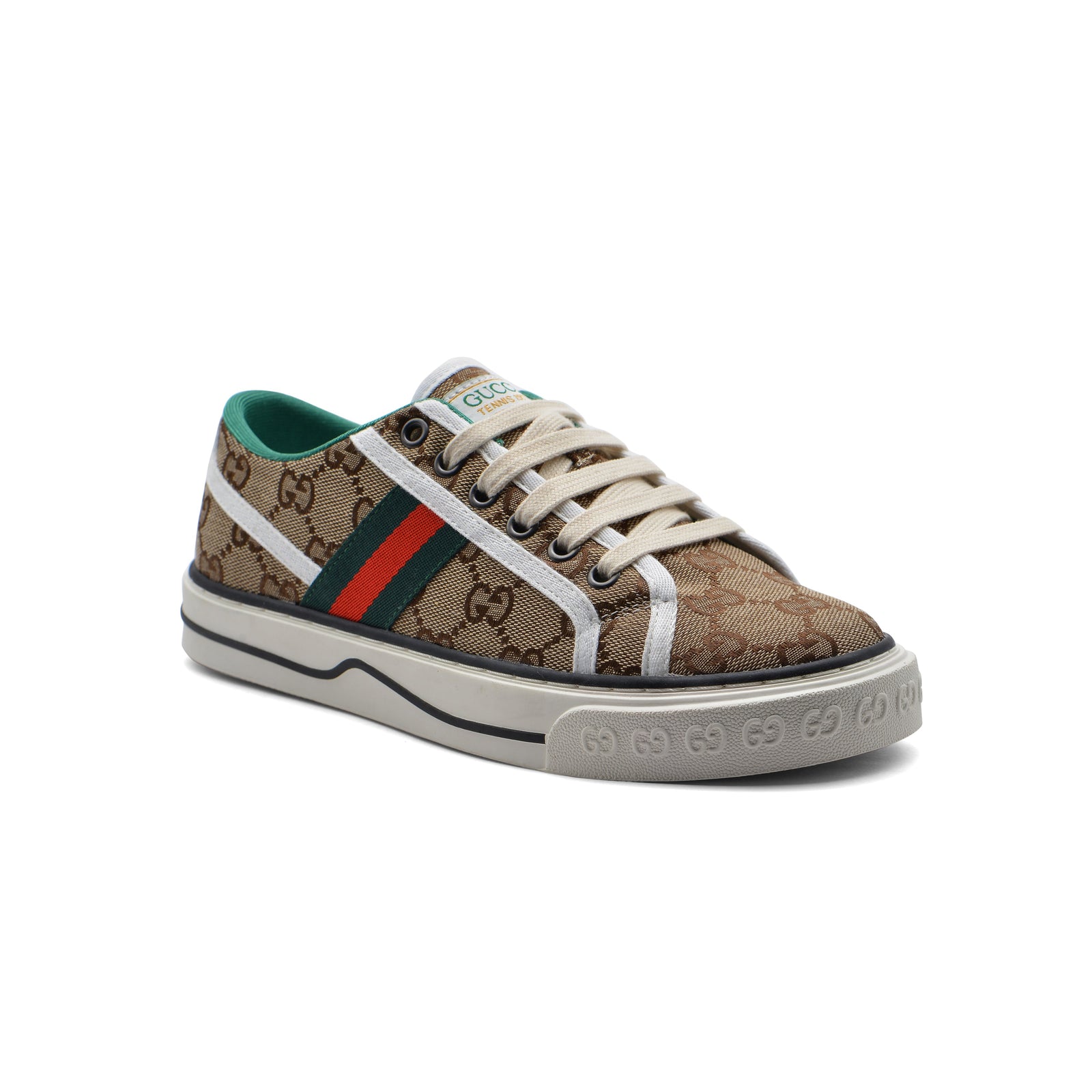 Gucci Cotton Wool Web Houndstooth Interlockin Sneakers Woman GG-1 Beige - 1