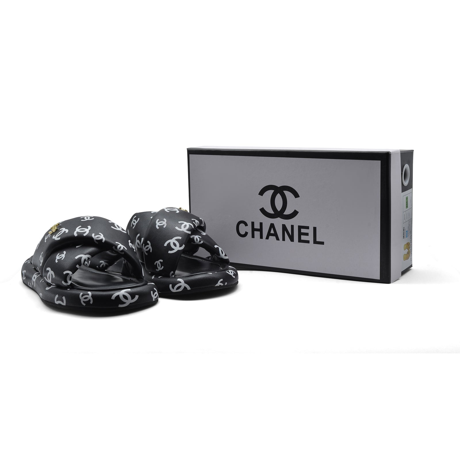 Chanel Puffy Flip Flops Puffy Leather Cross Slipper Woman 9803 Black - 4