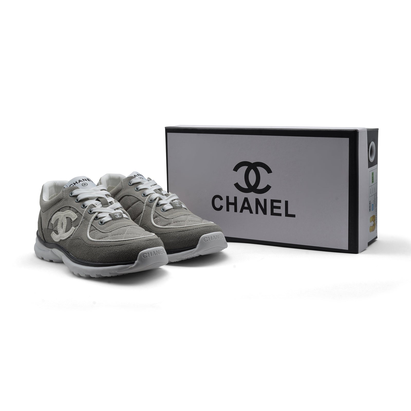 Chanel Fabric Suede Calfskin Quilted CC Sneakers Woman 6699-3 Gray - 4
