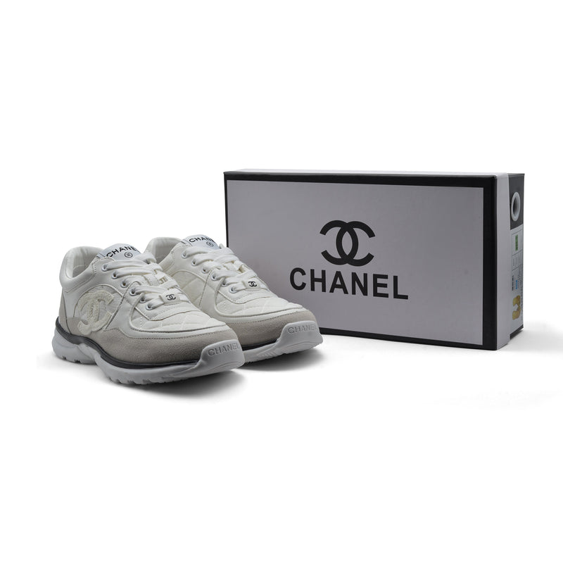 Chanel Fabric Suede Calfskin Quilted CC Sneakers Woman 6699-3 White - 4