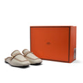 Hermès Groupie H Logo Mules Flats Slipper Woman H66-1 Off White&Beige - 4