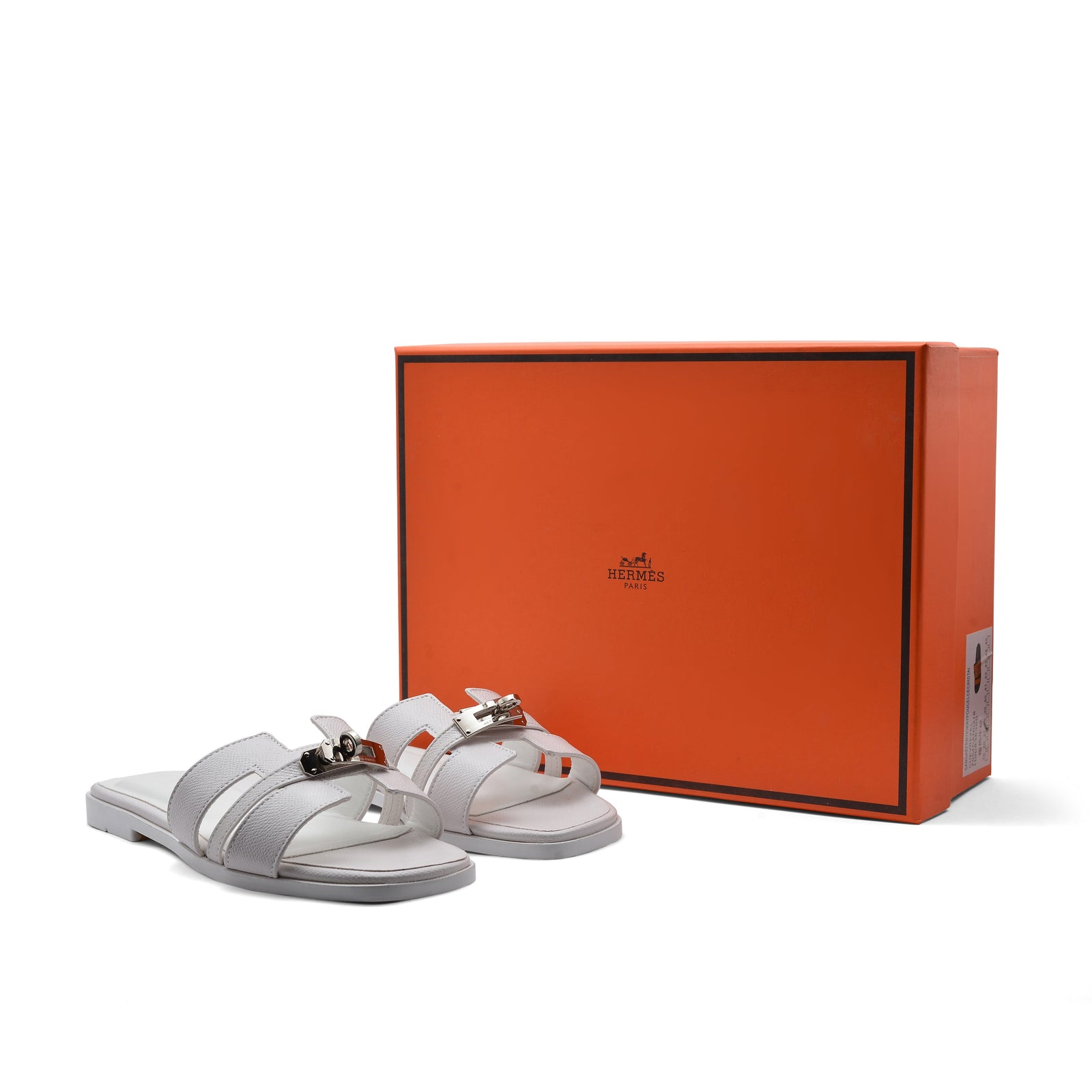 Hermes Calfskin Matte Alligator Giulia Sandals Woman H906 White - 4