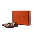 Hermes Calfskin Matte Alligator Giulia Sandals Woman H9-6 Burgundy - 4
