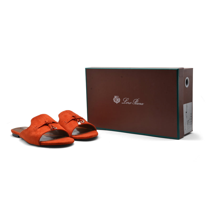 Loro Piana Summer Charms suede sandals Woman VR-9 Orange - 4