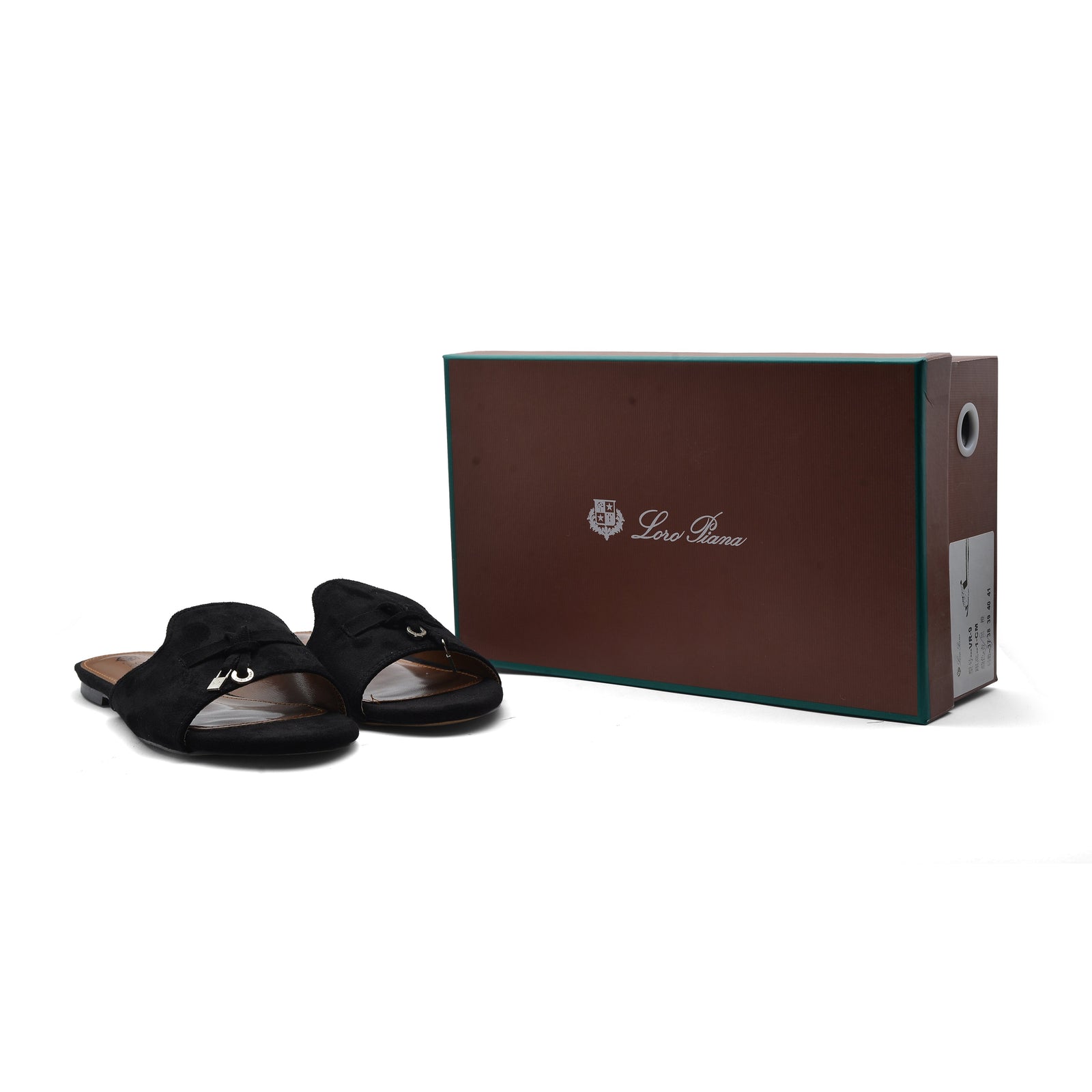 Loro Piana Summer Charms suede sandals Woman VR-9 Black - 4