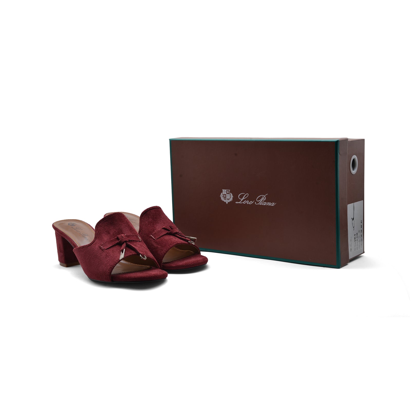 Loro Piana Suede Summer Charms Slide Sandals Woman VR-8 Burgundy - 4