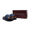 Gucci New Denim GG Monogram Angelina Platform Slide Woman 2020 Blue - 4