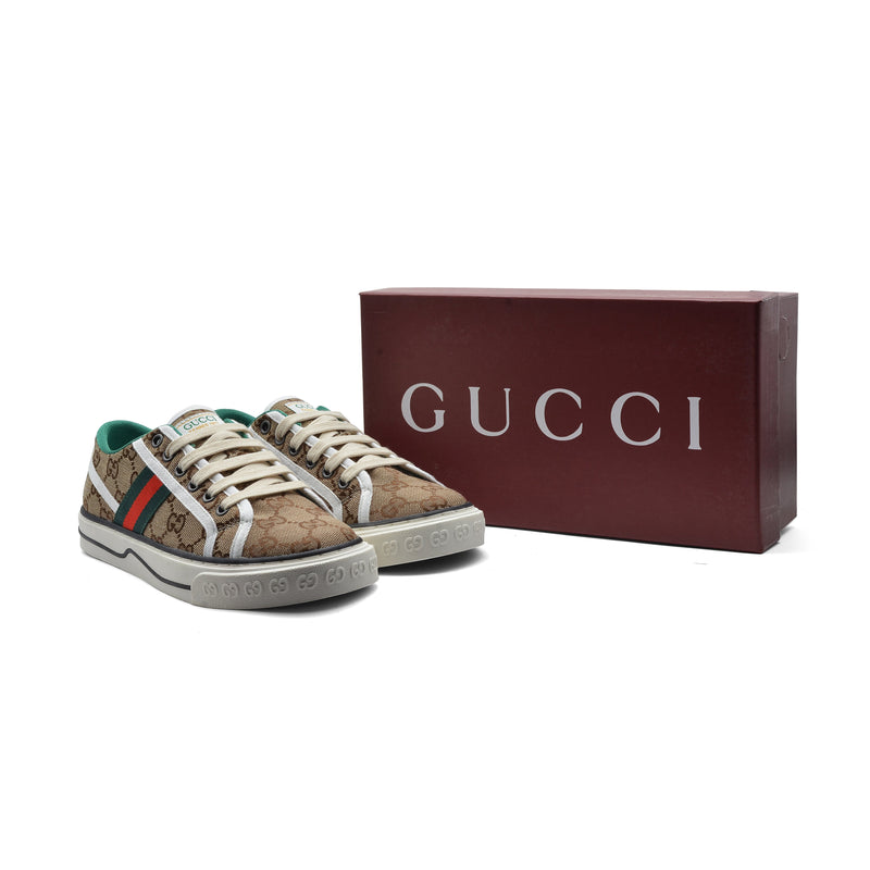 Gucci Cotton Wool Web Houndstooth Interlockin Sneakers Woman GG-1 Beige - 4