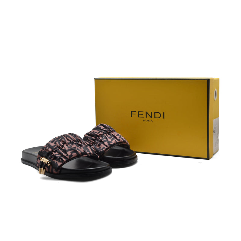FENDI Toggle-Fastening FF-Logo Slides Slipper Woman 12395-12 Brown - 4