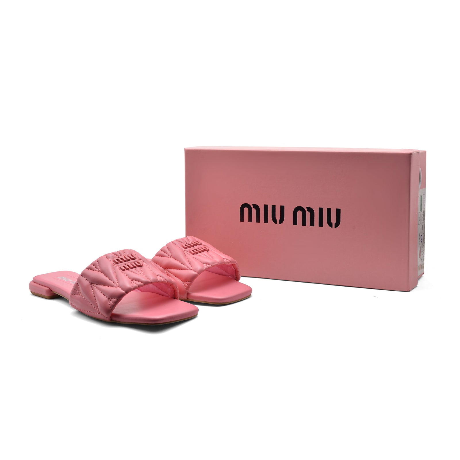 Miu Miu Leather Slides Sandals Summer Classic Leisure Flip Flops Slippers Women 3508 Pink - 4