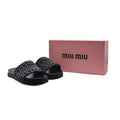 Miu Miu Designer Slides Nappa Leather Beach Slipper Woman 20343 Black - 4