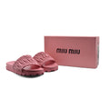 Miu Miu Designer Slides Nappa Leather Beach Slipper Woman 20343 Fuchsia - 4