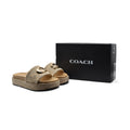 Coach Brand Thick Soled Slippers Logo Print Sandals Leather Women 8109 Beige - 4