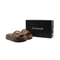 Coach Brand Thick Soled Slippers Logo Print Sandals Leather Women 8109 Brown - 4