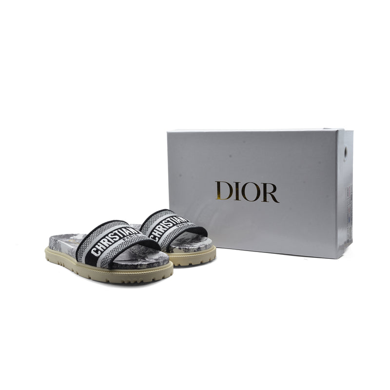 Christian Dior floral print Canvas Slide Sandals Woman DR-886 Black&White - 4