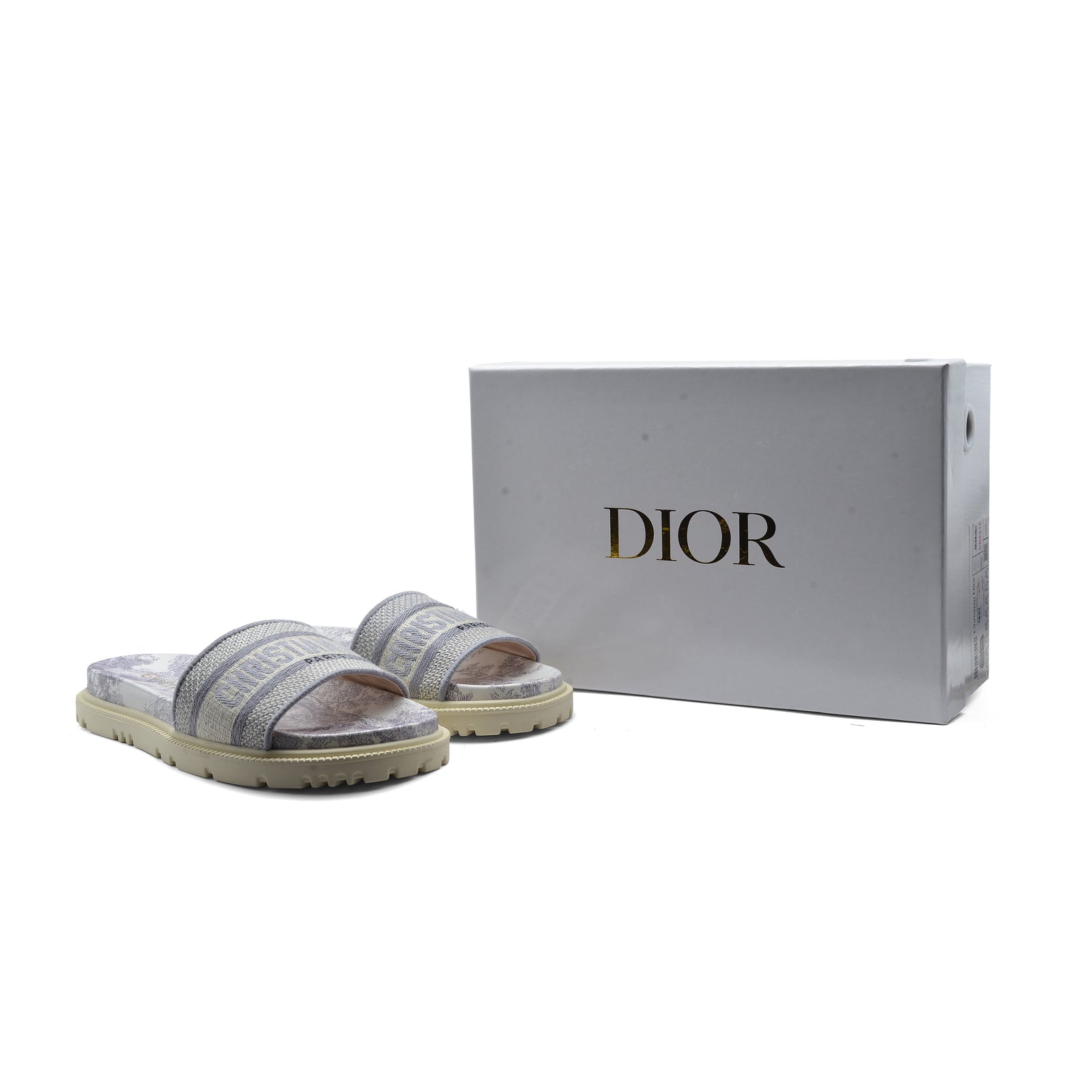 Christian Dior floral print Canvas Slide Sandals Woman DR-886 Gray - 4