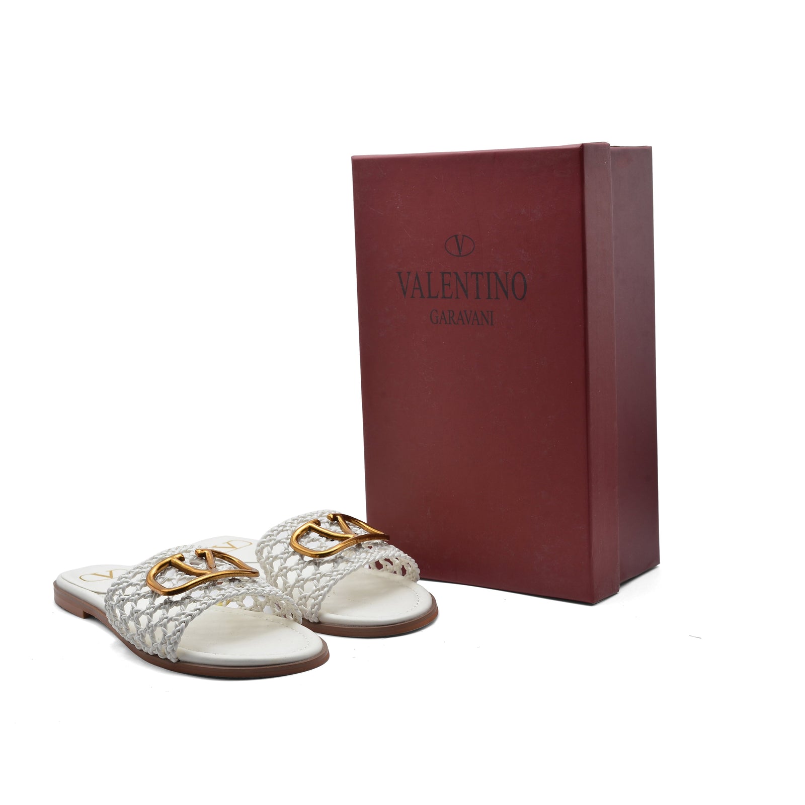 Valentino Garavani Vlogo Signature Slides Nero Flats 3115 White - 4