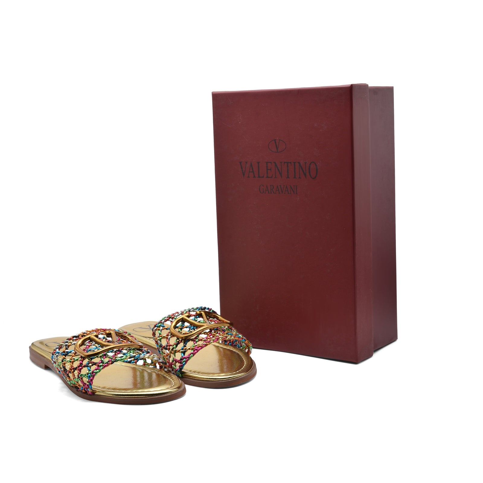 Valentino Garavani Vlogo Signature Slides Nero Flats 3115 Gold - 4