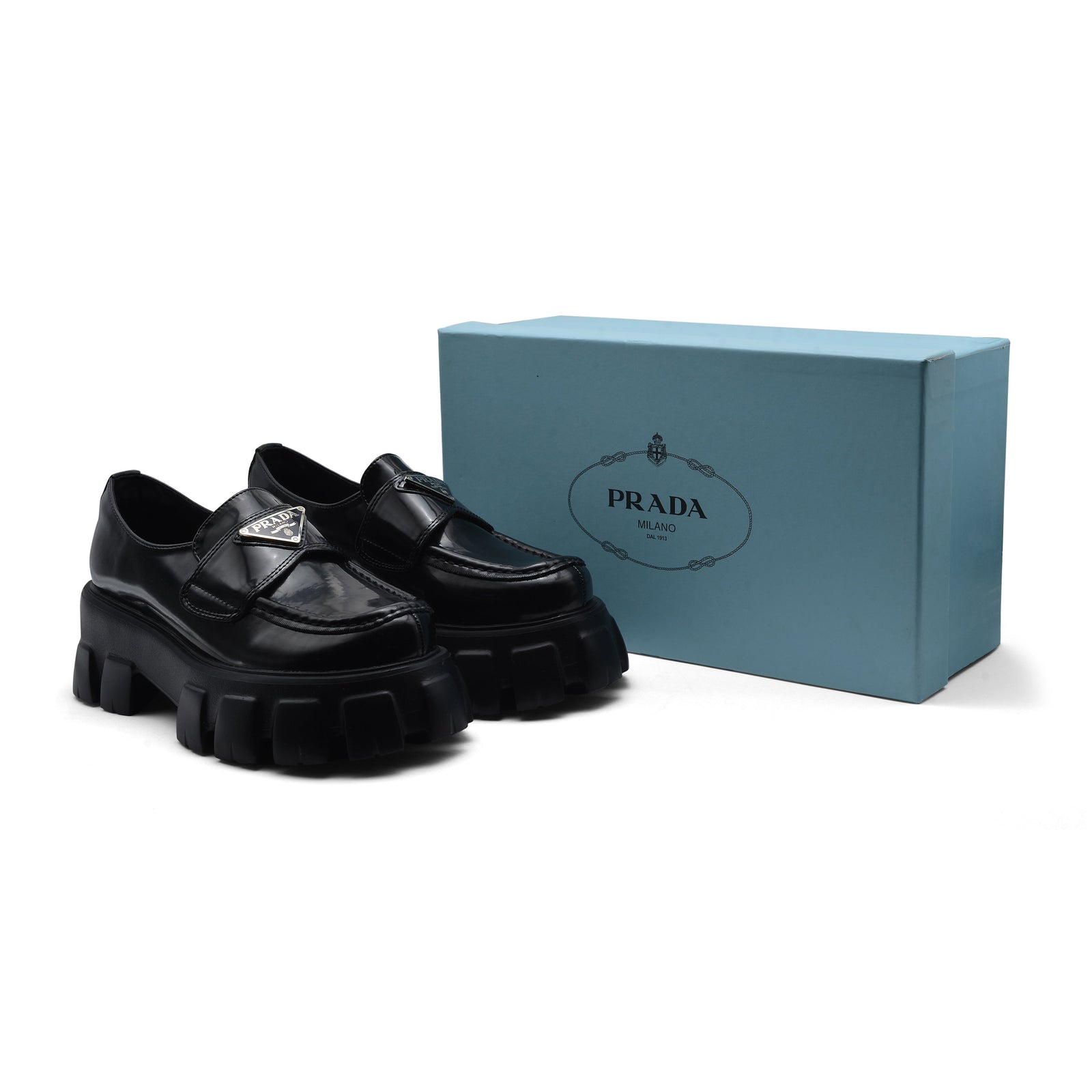 Prada Monolith Patent Leather Loafers Woman A9016 Black - 4