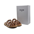 Celine Tippi Leather Leather Sandal Woman H001 Brown - 4