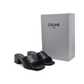 Celine Emblem Block Heel Leather Mule In Woman A2156 Black - 4