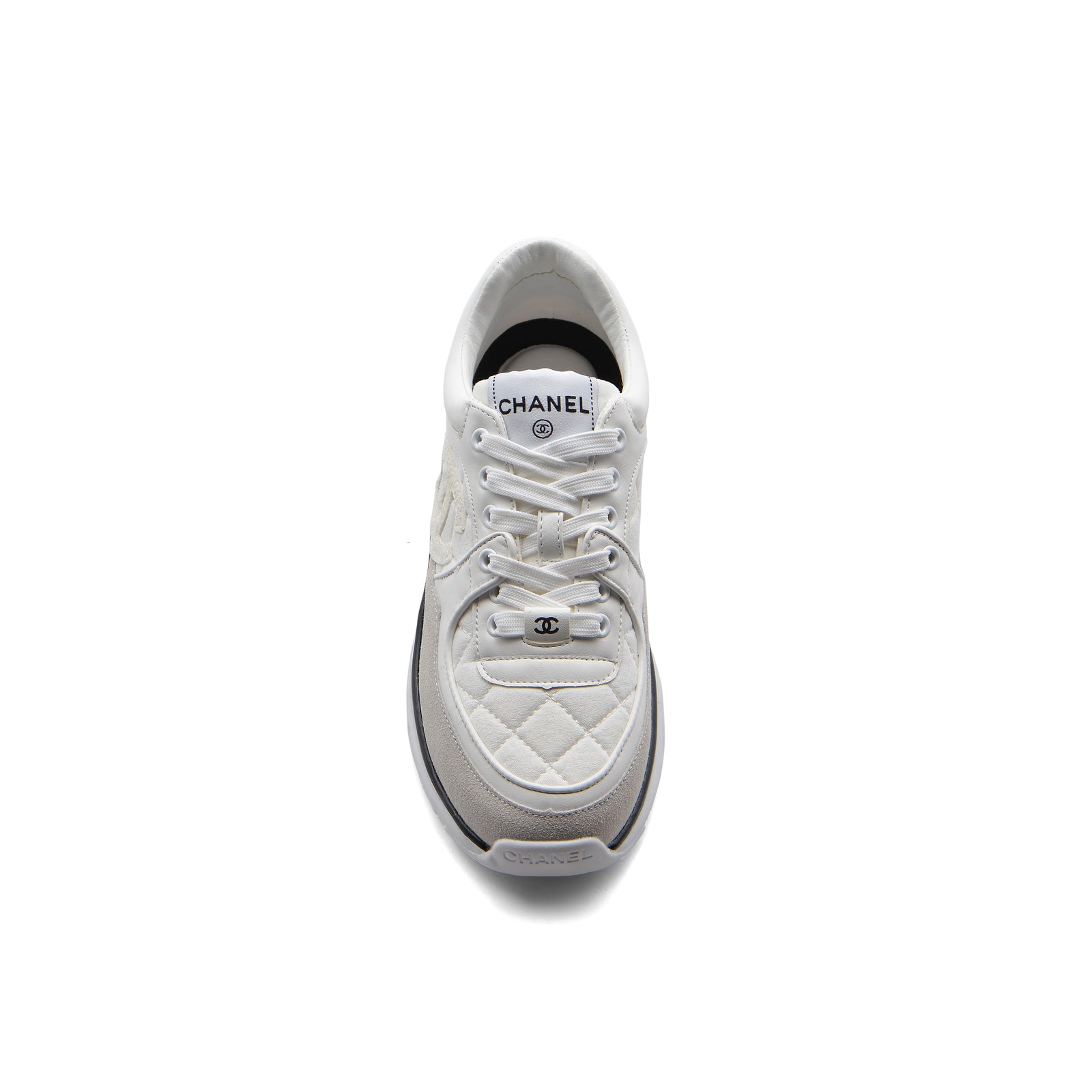 Chanel Fabric Suede Calfskin Quilted CC Sneakers Woman 6699-3 White - 3