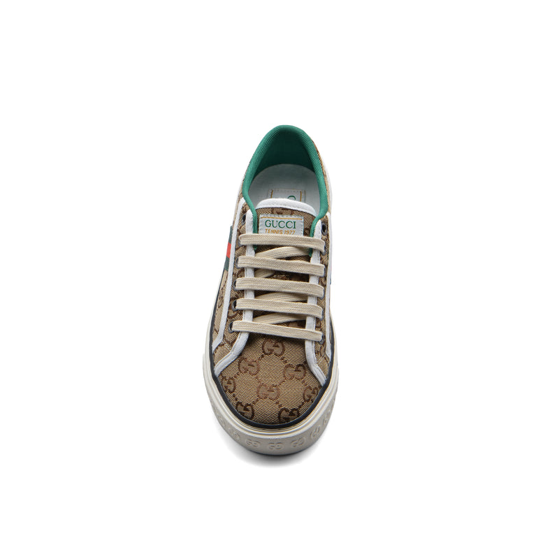 Gucci Cotton Wool Web Houndstooth Interlockin Sneakers Woman GG-1 Beige - 3