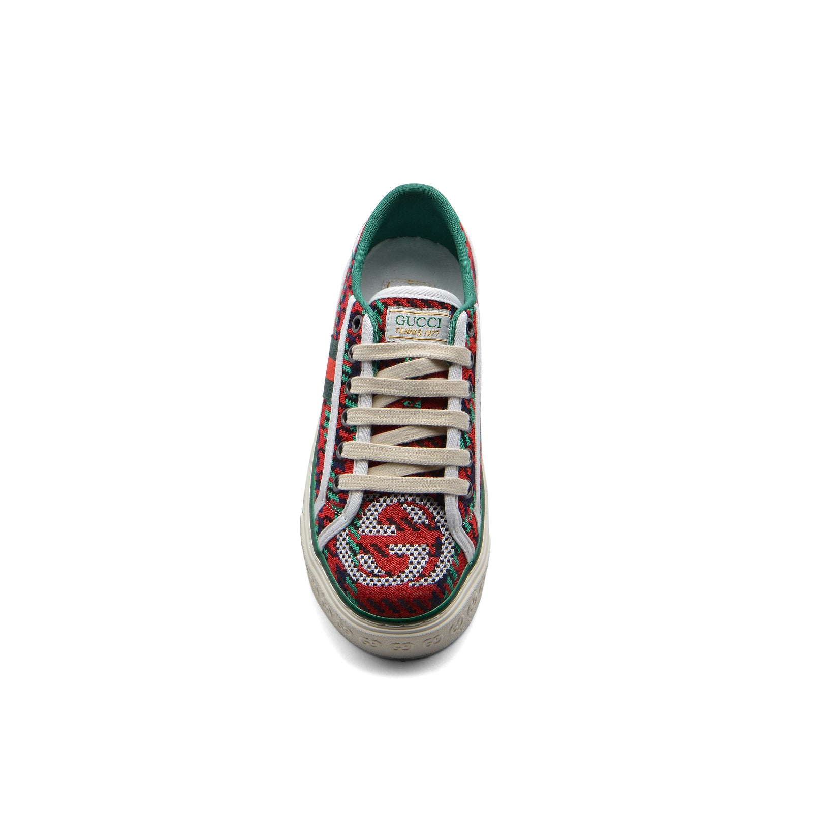 Gucci Cotton Wool Web Houndstooth Interlockin Sneakers Woman GG-1 Red - 3