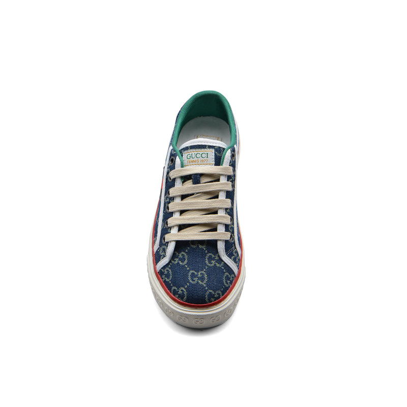 Gucci Cotton Wool Web Houndstooth Interlockin Sneakers Woman GG-1 Navy - 3