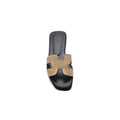 Hermes Calfskin Crystal Embellished Oran Sandals Woman H38-13 Beige - 3