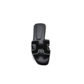 Hermes Calfskin Crystal Embellished Oran Sandals Woman H38-13 Black - 3