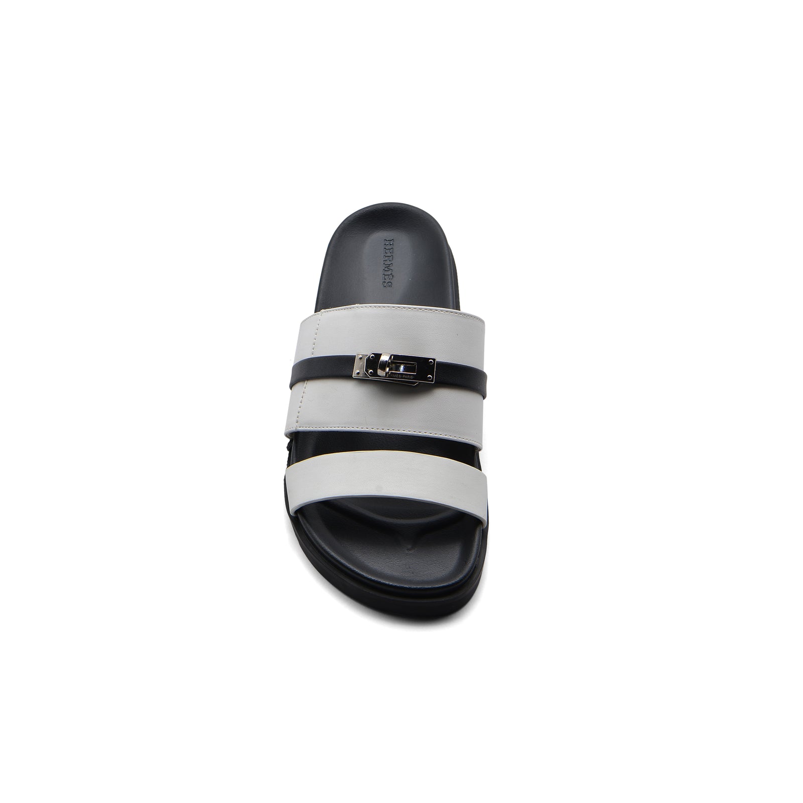 Hermes Jackson Sandals Designer Fumé Vivent Sliders Woman H8006-3 White - 3